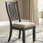 Upholstered Dining Chair 20 Inch Antique Black Set Of 2