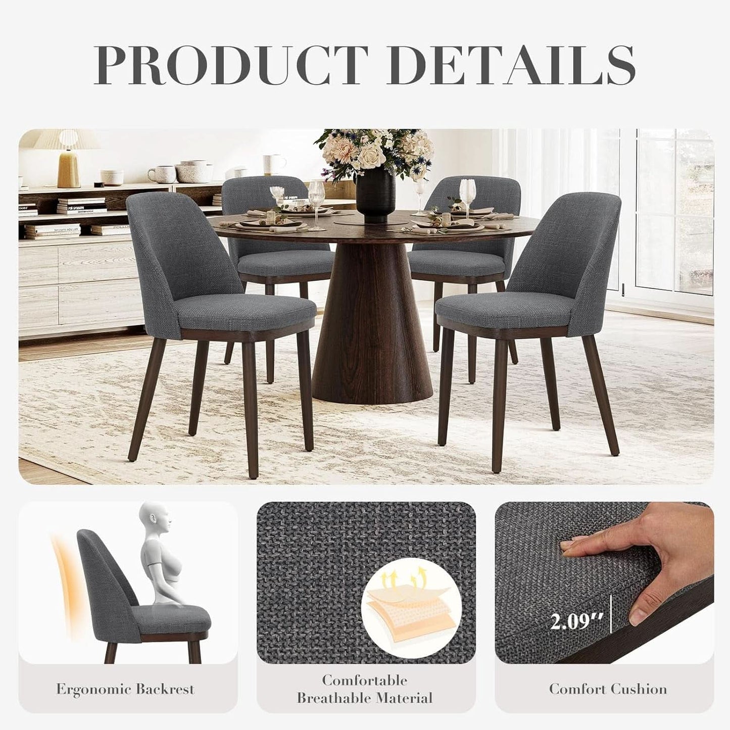 Premium Leather Dining Chairs With Cherrywood Legs