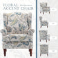 Blue Floral Upholstered Accent Armchair Living Room