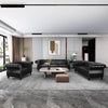 3 Piece Living Room Set Sectional Chesterfield Sofa Chair Artificial Leather Black-0