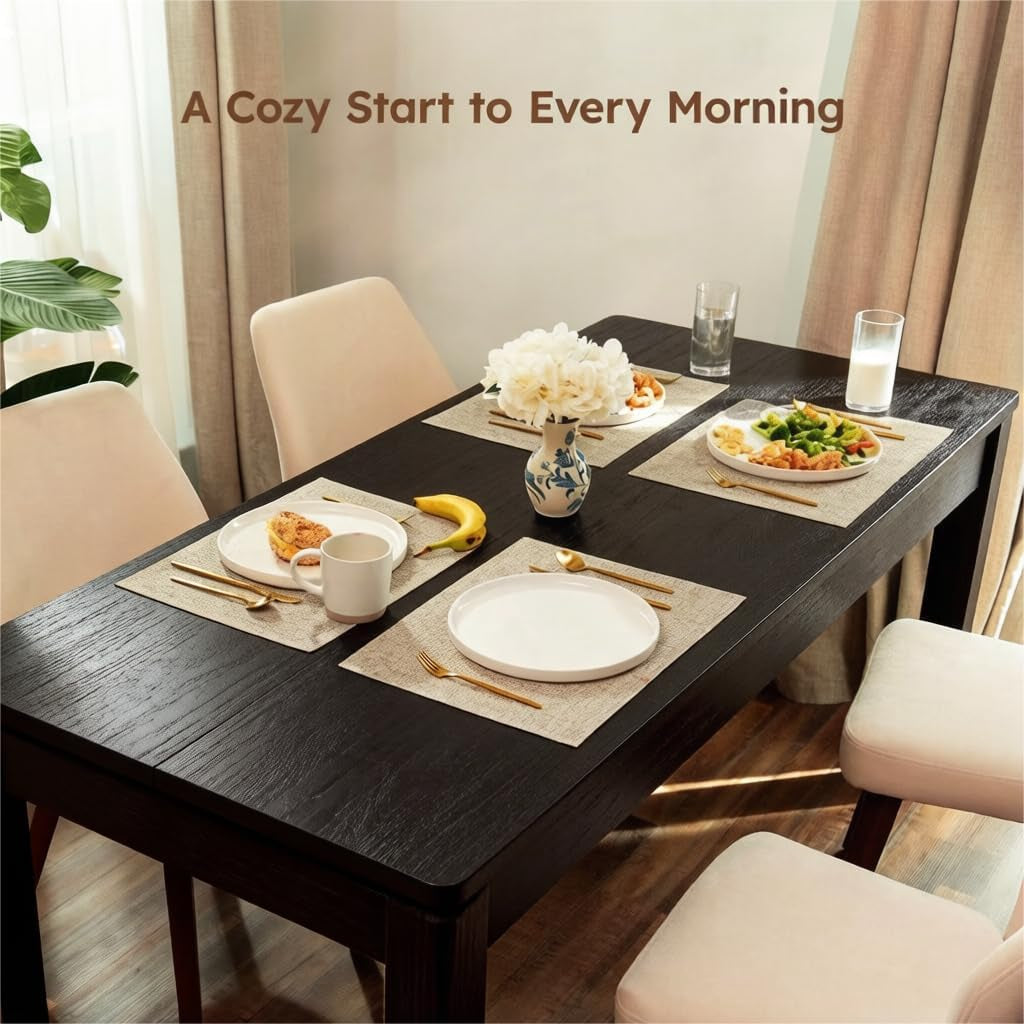 Black Farmhouse Rectangular Dining Table Seating Six-4