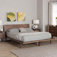 Japandi Walnut Brown Rubberwood Platform Bed Queen