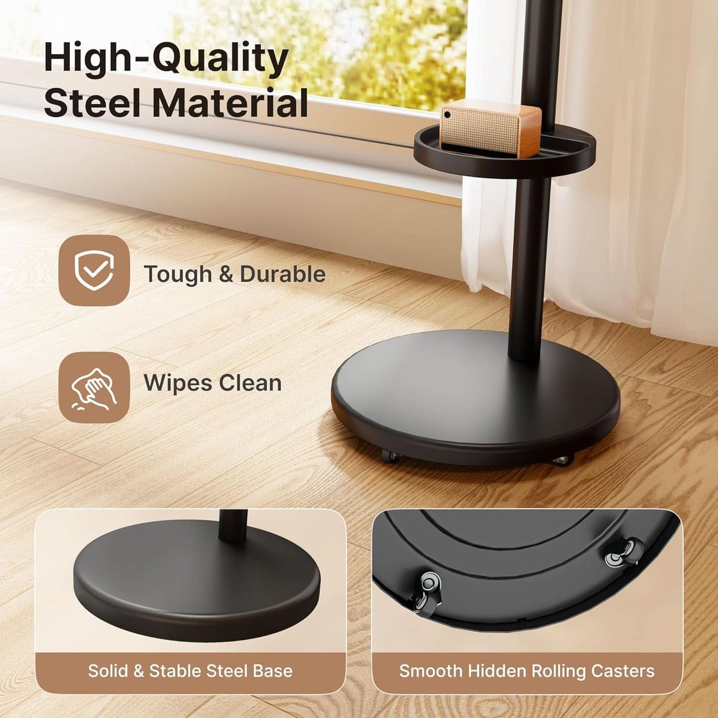Height Adjustable Rolling TV Stand For Televisions