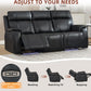 Black Leather Ambient Lighting Power Recliner Sofa