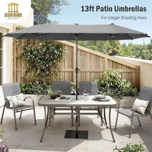 13Foot Double Sided Outdoor Market Umbrella Smoky Gray