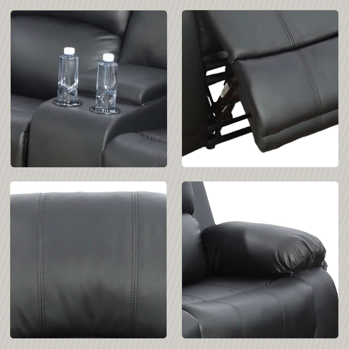 Black Living Room Recliner Set With Love Seat And Sofa