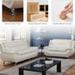 Cream White 2 Piece Faux Leather Sofa Set Living Room