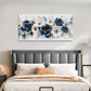 Framed Blue White Floral Canvas Wall Art 20x40 Ready To Hang