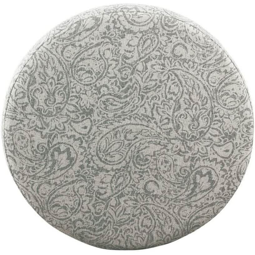 Gray Floral Storage Ottoman Large Round For Living Room-2