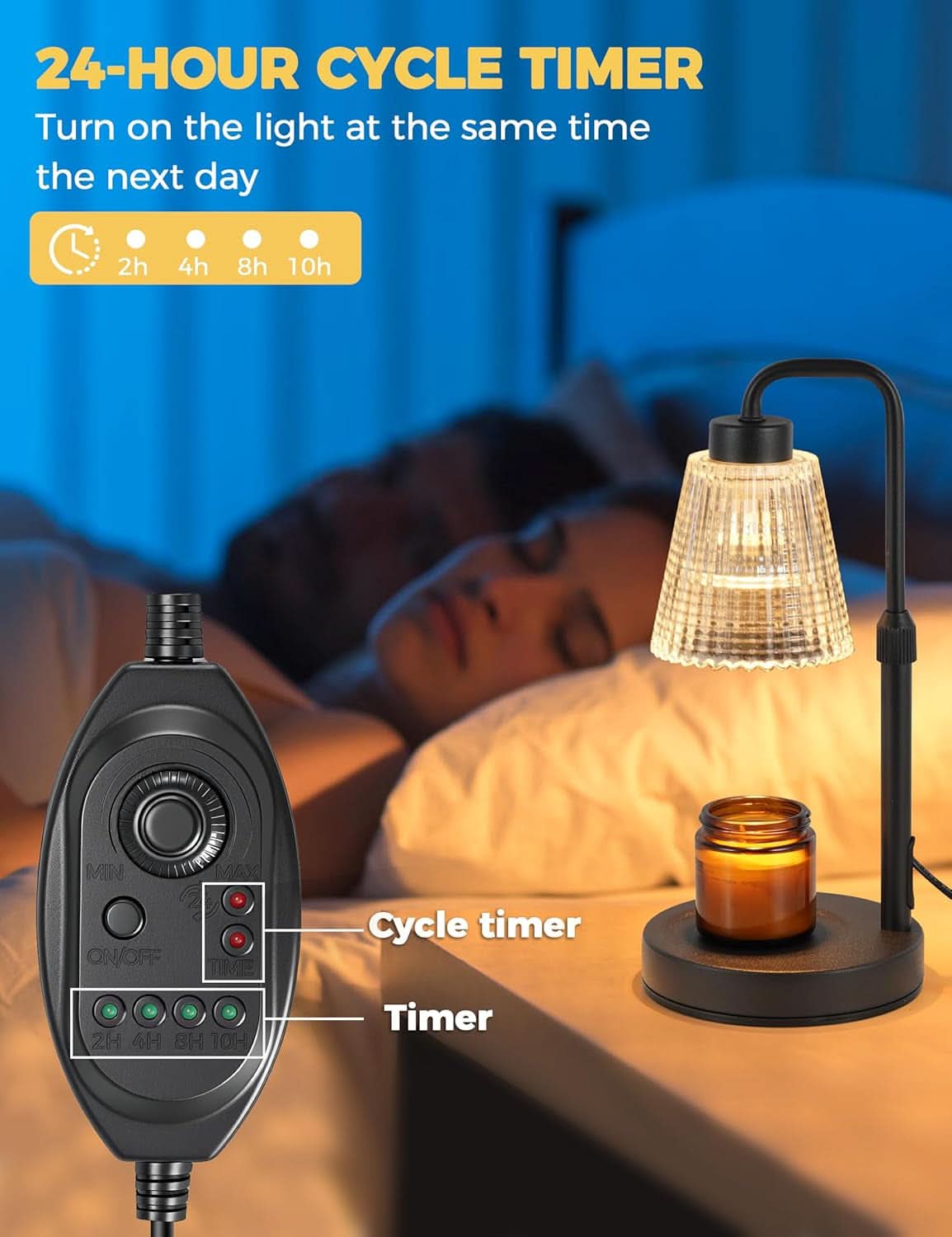 Candle Warmer Lamp With Timed Dimmable Illumination