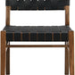Set Of 2 Armless Dining Chairs With Rope Weave PU Leather Walnut Black