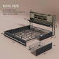 King Size Velvet Microfi ber Black Upholstered Bedroom Frame