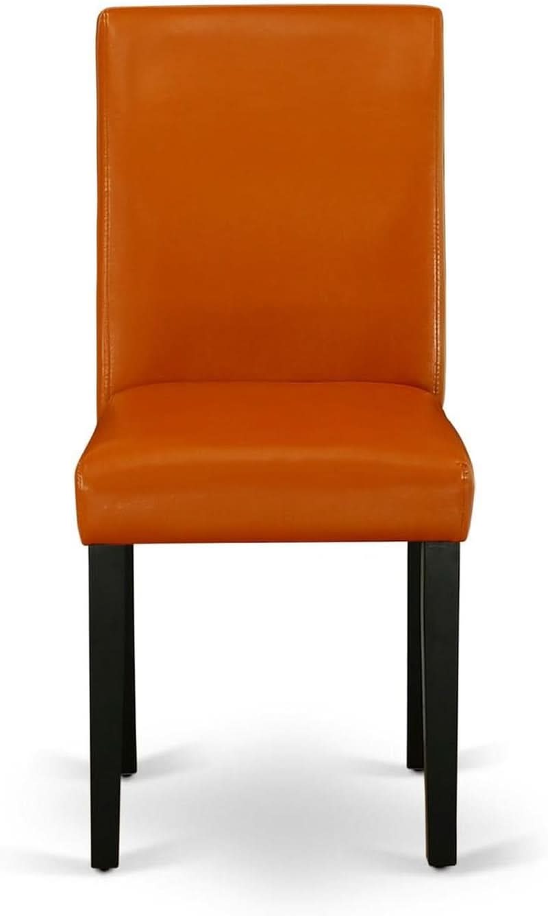 Parson Dining Chairs Black Faux Leather Upholstered Set Of 2