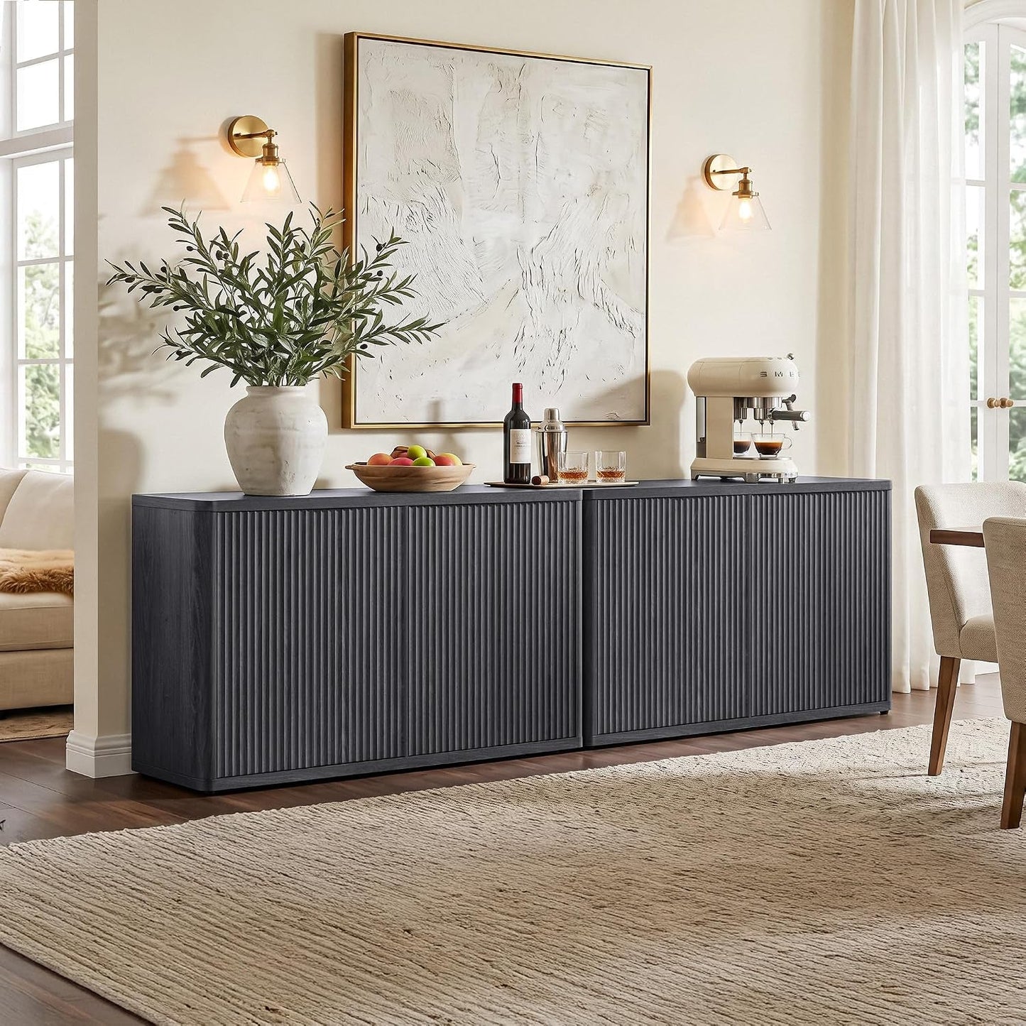 Elegant Ornate Solid Wood Buffet Cabinet With Storage