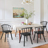 Black Farmhouse Wood Dining Chairs Semicircular Backrest