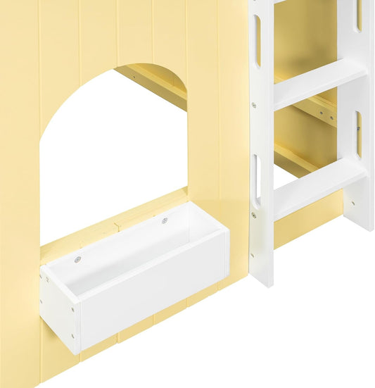 Primrose Yellow Full Size Kids Loft Bed With PlayArea