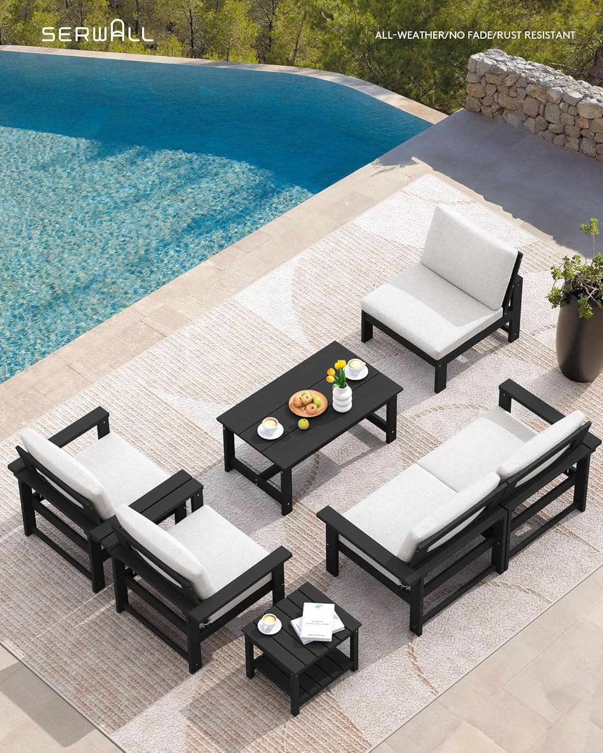 HDPE Outdoor Patio Furniture Set 7 Piece All Weather-4