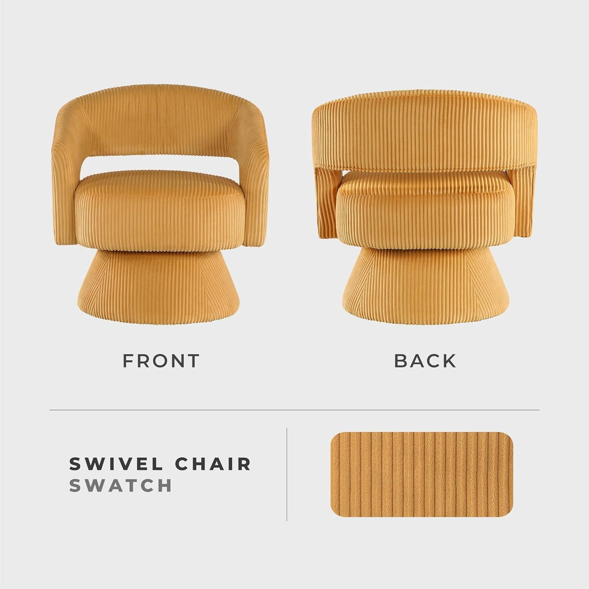 360Degree Swivel Accent Chair Corduroy Yellow Office