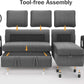 81 Inch Corduroy Velvet GreyTone Sleeper Sofa Pullout