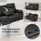 Black Leather Ambient Lighting Power Recliner Sofa