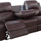 Brown Bonded Leather Manual Reclining Living Room Sofa Set