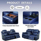 Manual Leather Recliner Sofa Set Blue Living Room Furniture