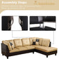 2 Piece L Shaped Sectional Sofa Set Beige Microfiber Right Hand Facing Ideal For Living Room-4