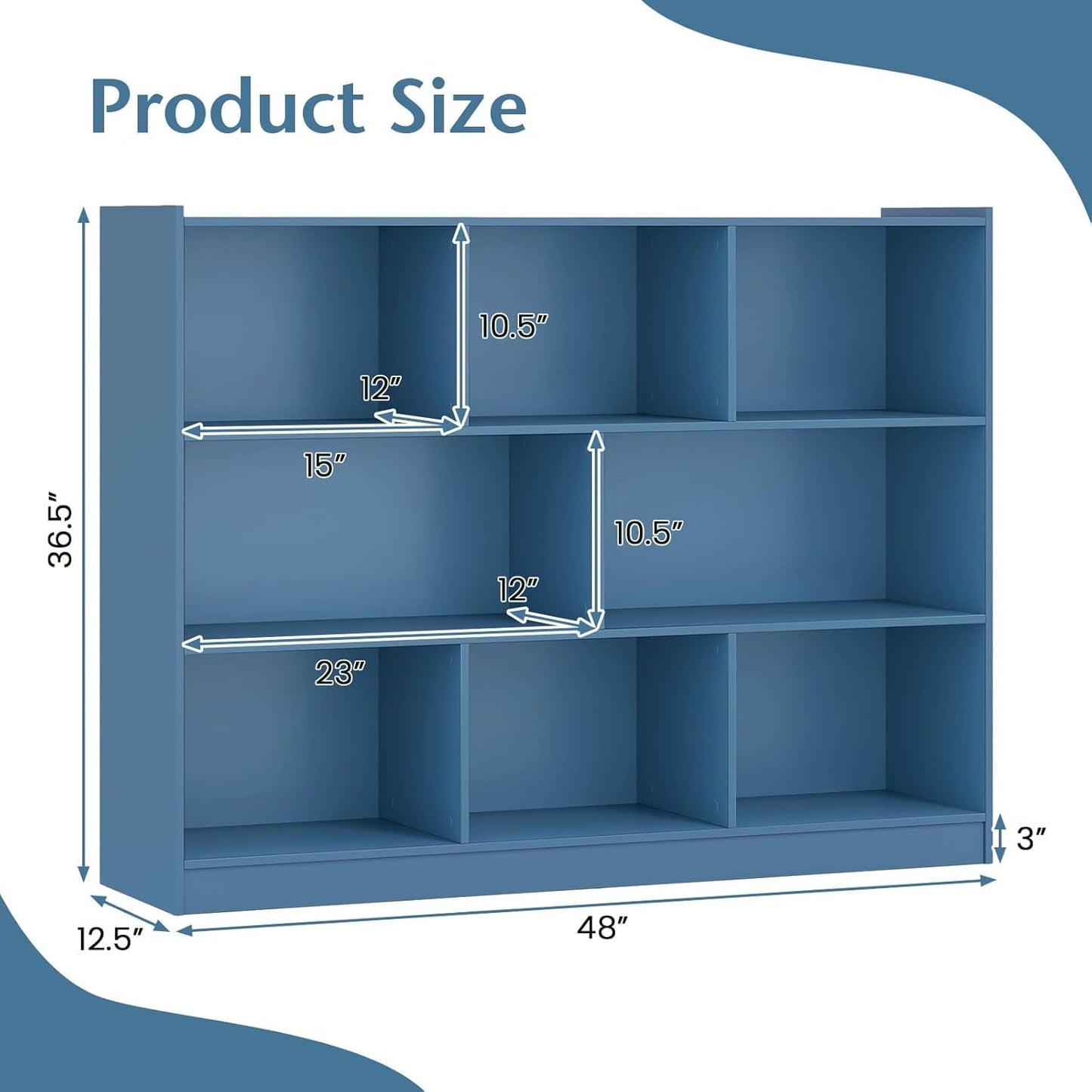 Bright Blue 8 Cube Bookcase Freestanding Multifunctional