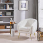 Ivory Boucle Upholstered Accent Chair Removable Cushion