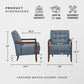Blue Premium Genuine Leather Tufted Upholstered Chair