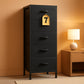 Black Extended Fabric Dresser Vertical Seven Drawers