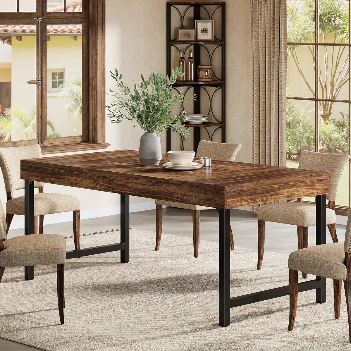 Walnut 55 Inch Rectangular Dining Table Construction