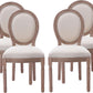 French Country Dining Chairs Set Of 4 With Linen Upholstery And Solid Wood Legs