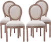 French Country Dining Chairs Set Of 4 With Linen Upholstery And Solid Wood Legs