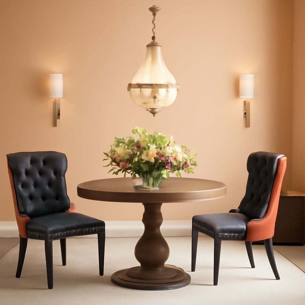 Leather Dining Chair Set Of 2 Tufted Black And Orange