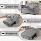 Grey Adjustable Backrest Convertible Sleeper Sofa Bed-2