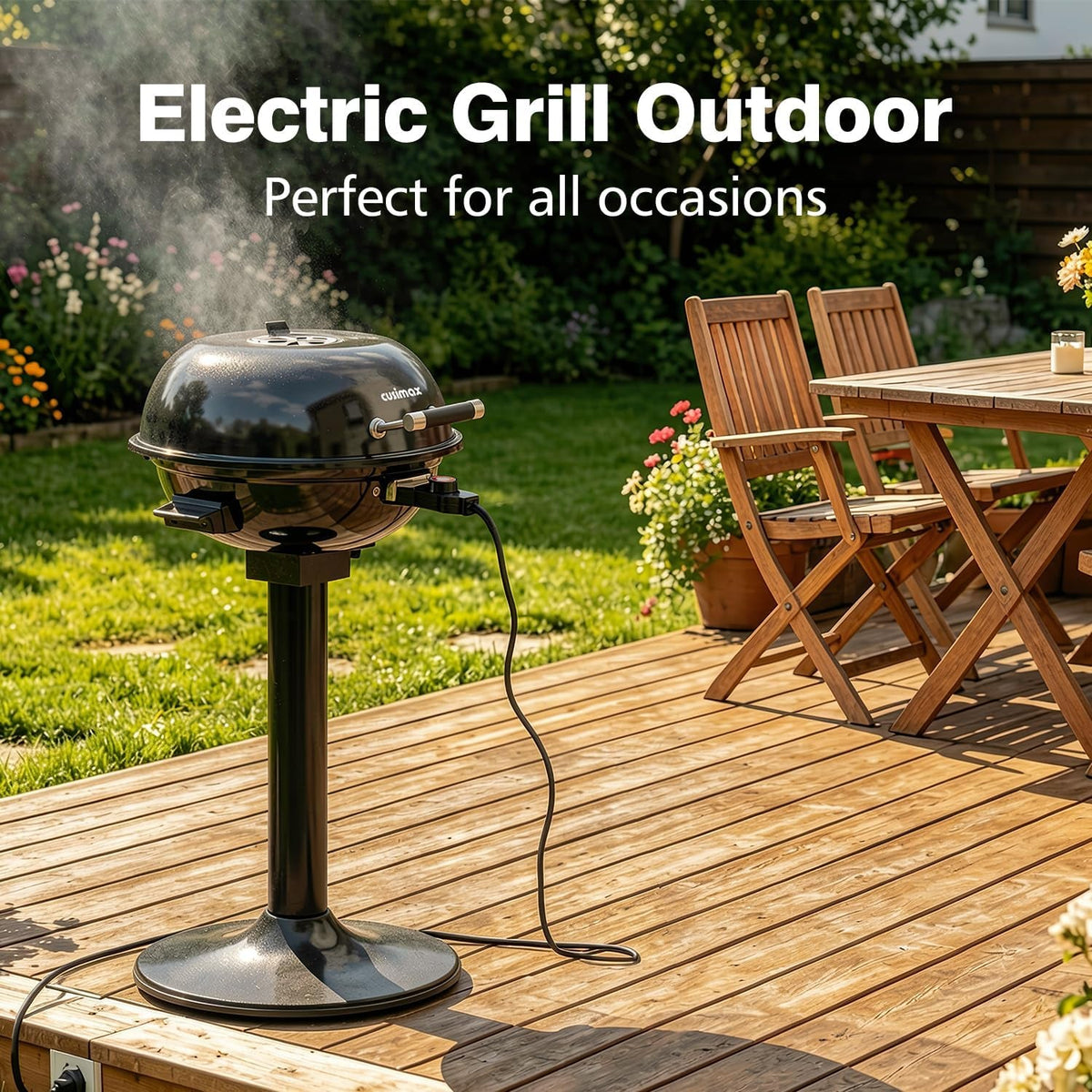 Electric Outdoor Grill 1600W Portable Weatherproof Barbecue