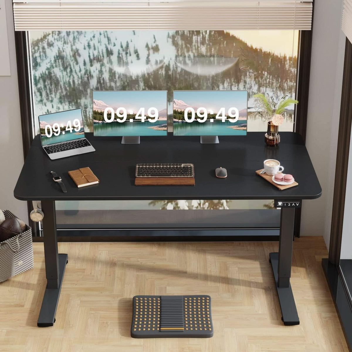 Electric Height Adjustable Standing Desk 55 X 24 Inches-3