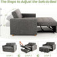 Sleeper Sofa Bed, 3-In-1 Convertible Sofa Chair, Linen Fabric Pull Out Couch Bed, Loveseat Sleeper with Spring Support, Adjustable Backrest, 2 Seater Recliner Chair for Small Space, Dark Grey