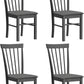 Solid Rubber Wood Dining Chairs Sets Of 4 Black Upholstered