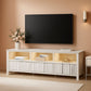 White TV Stand With Generous Storage LED Illumination