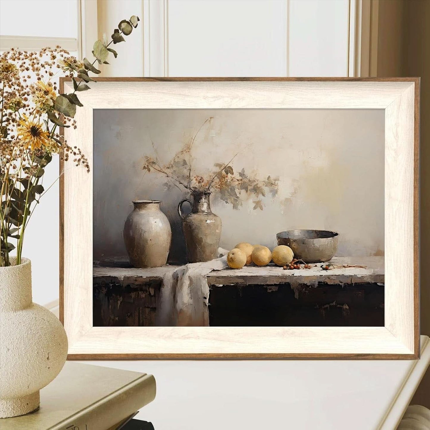 Framed Kitchen Wall Art 12x16 Charcoal Gray Botanicals