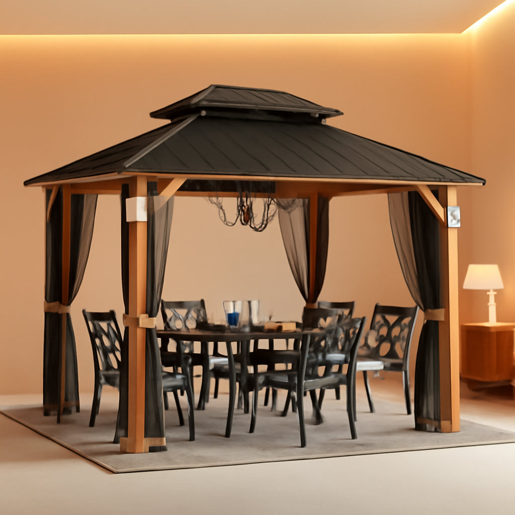 10x12 Weatherproof Hardtop Gazebo With Galvanized Roof