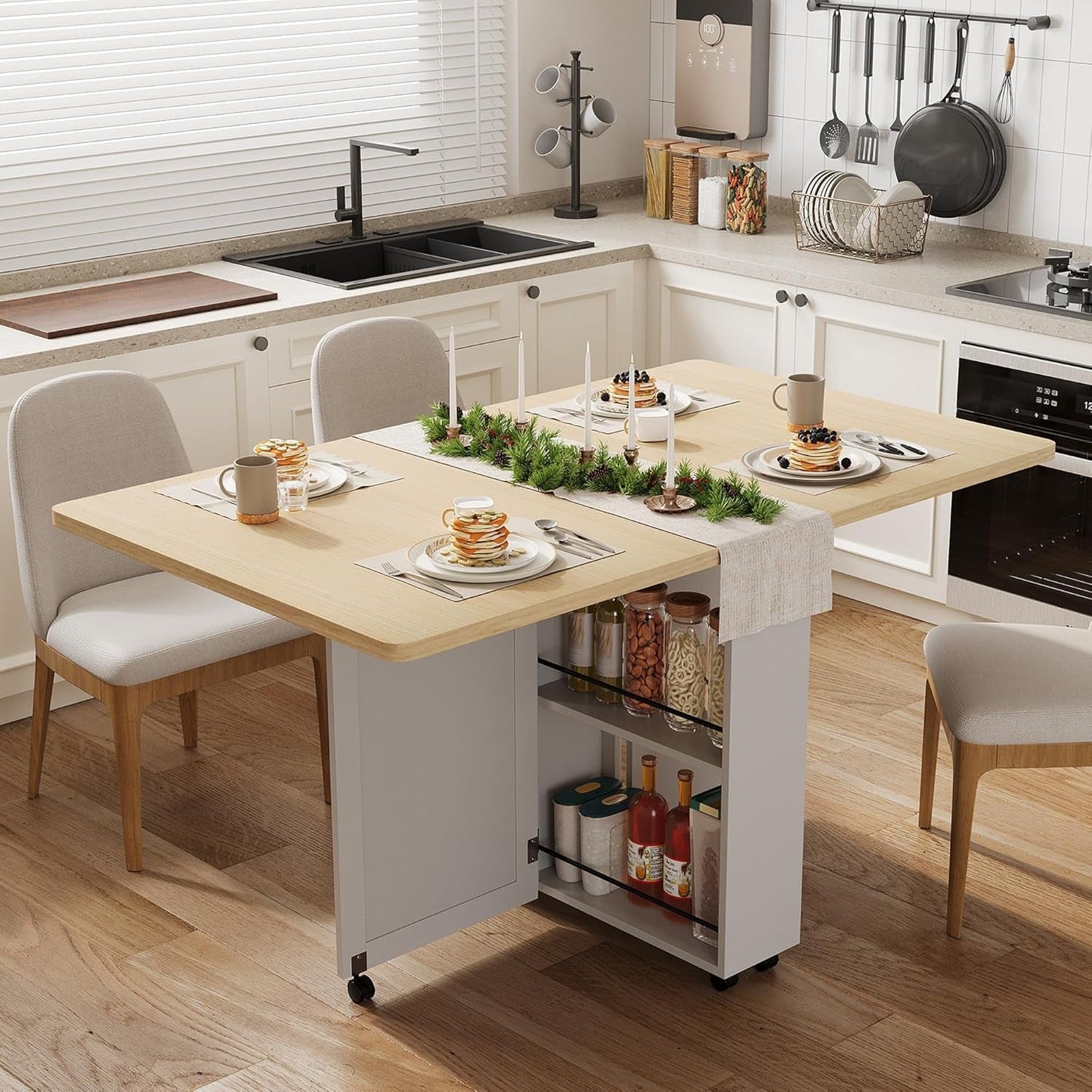 Garvee Folding Dining Table Featuring Storage Drawers-2