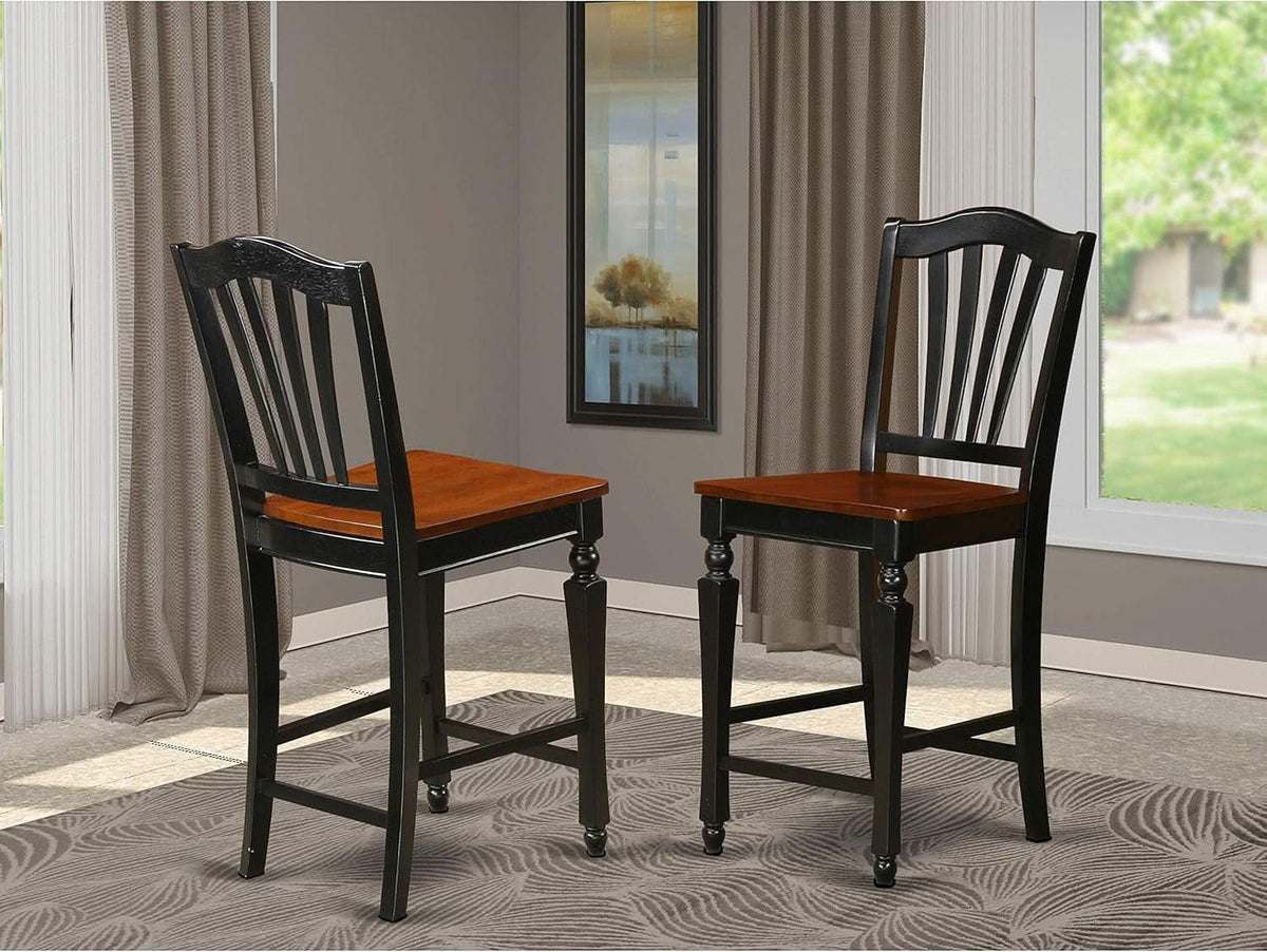 Chelsea Counter Dining Chairs Set Of 2 Black Faux Leather