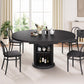 Extendable Circular Dining Table 47 Inch Black Walnut