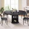 Extendable Circular Dining Table 47 Inch Black Walnut