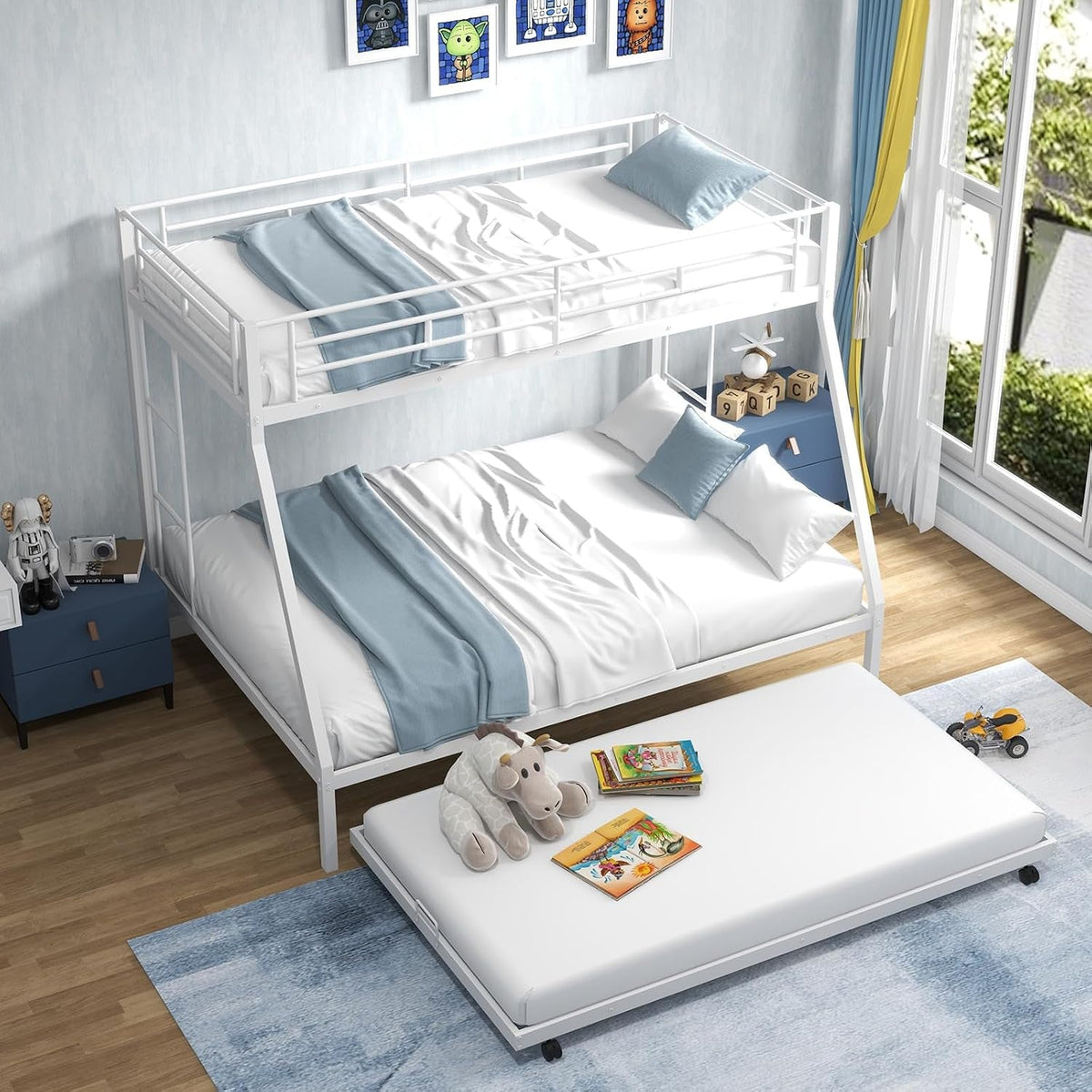 Twin Over Full Bunk Bed Heavy-Duty Metal Alloy Frame