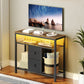 Black Rustic Entertainment Center With LED Illumination