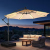 10Ft Offset Patio Umbrella Weatherproof LED Lights